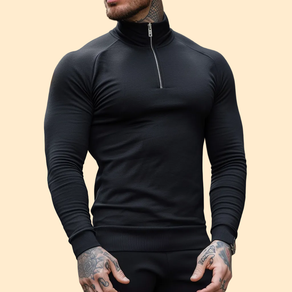 Muscle Fit Half Zip Sweater
