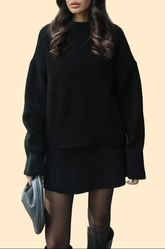 Cozy Knit Two-Piece Sweater & Skirt Set
