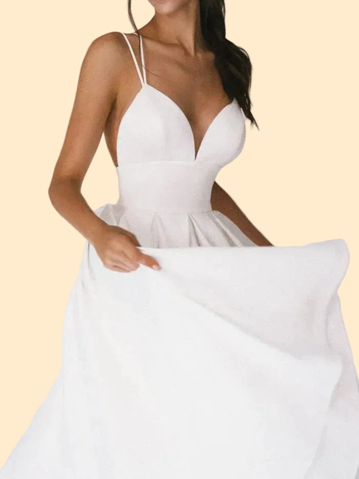 Elegante A-Lijn Midi Jurk met Spaghettibandjes