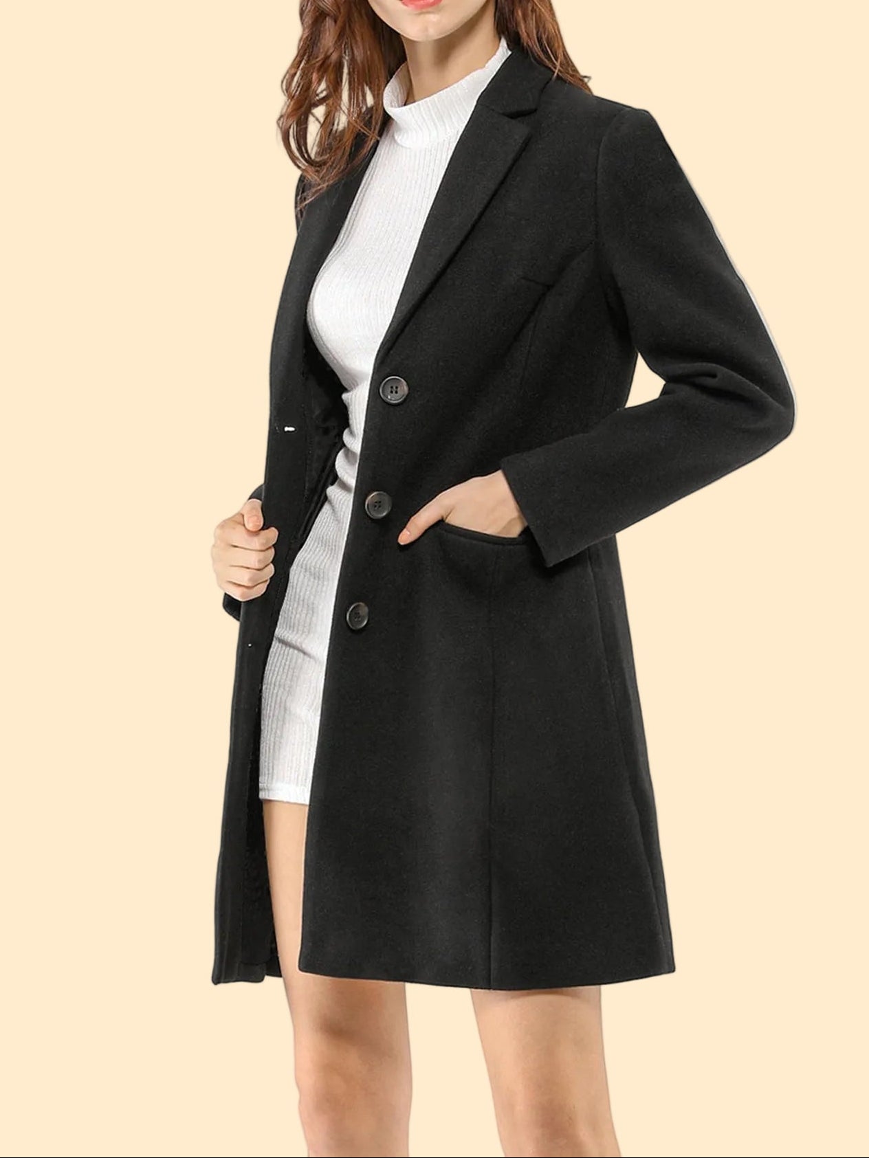 Chique Dames Mantel Jas met Reverskraag en Knopen