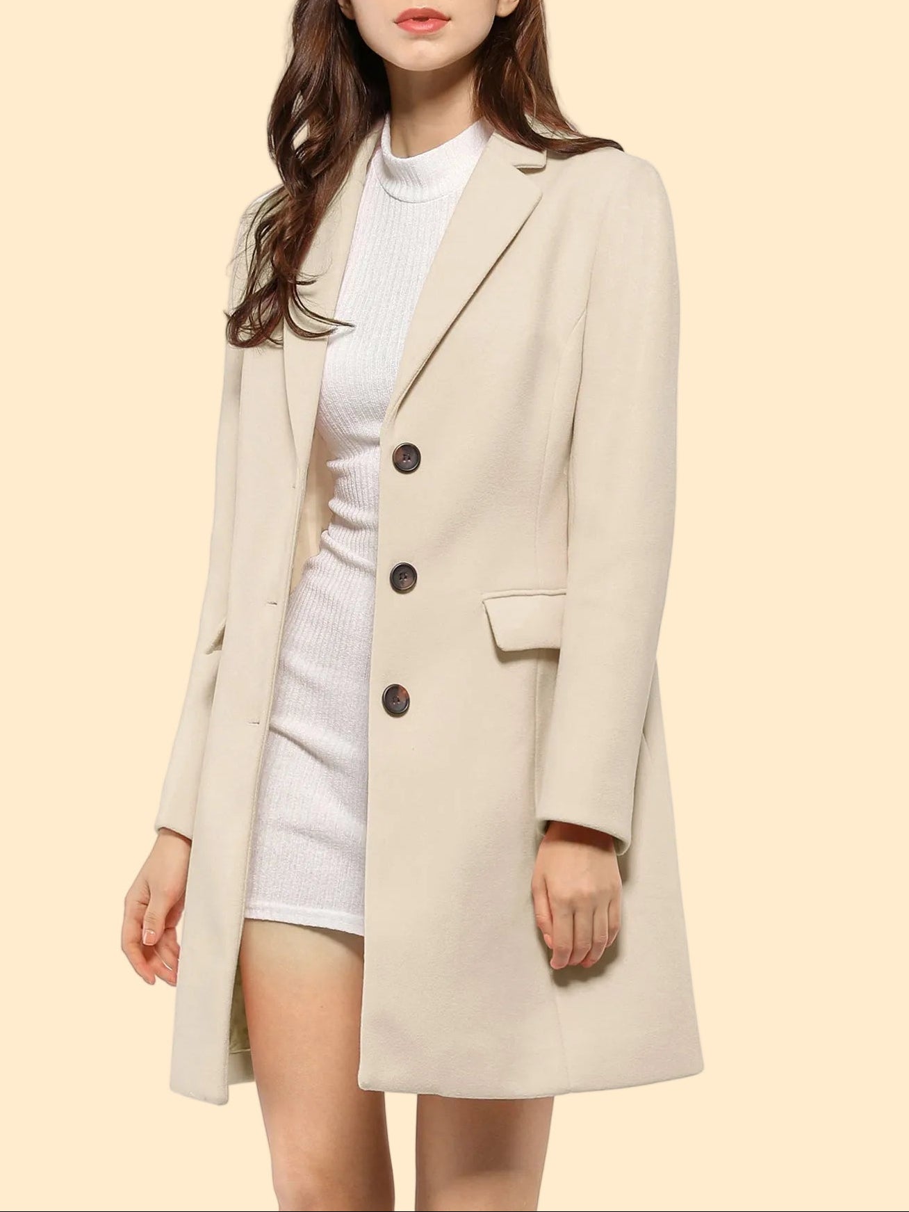 Chique Dames Mantel Jas met Reverskraag en Knopen