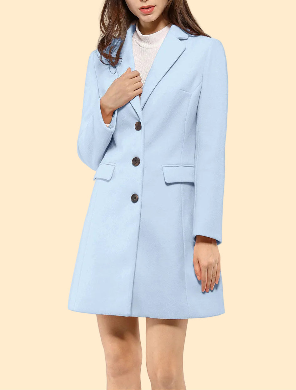 Chique Dames Mantel Jas met Reverskraag en Knopen
