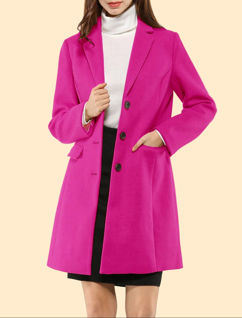 Chique Dames Mantel Jas met Reverskraag en Knopen