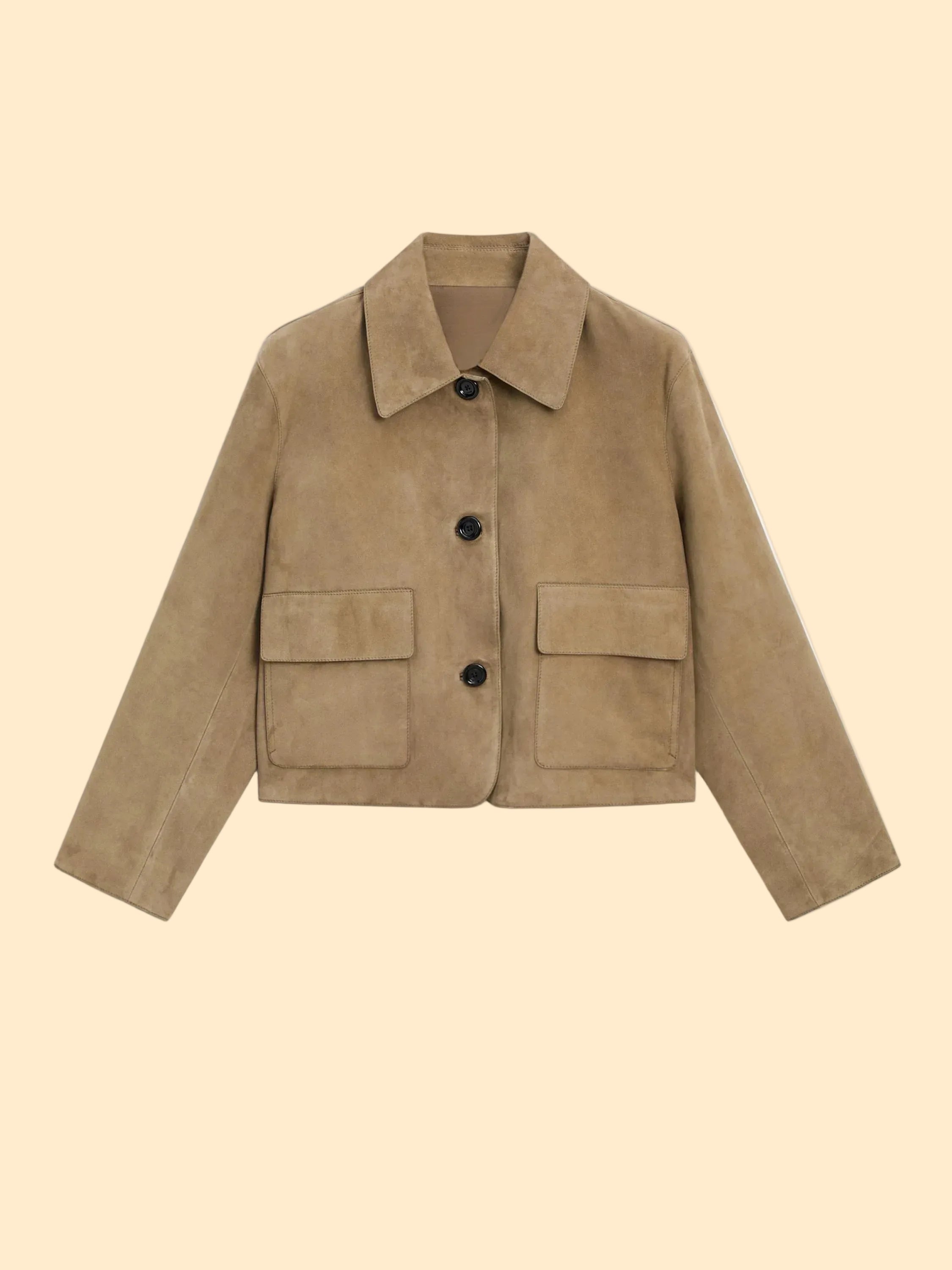 Getailleerde Dames Jas met Suede Look en Korte Pasvorm