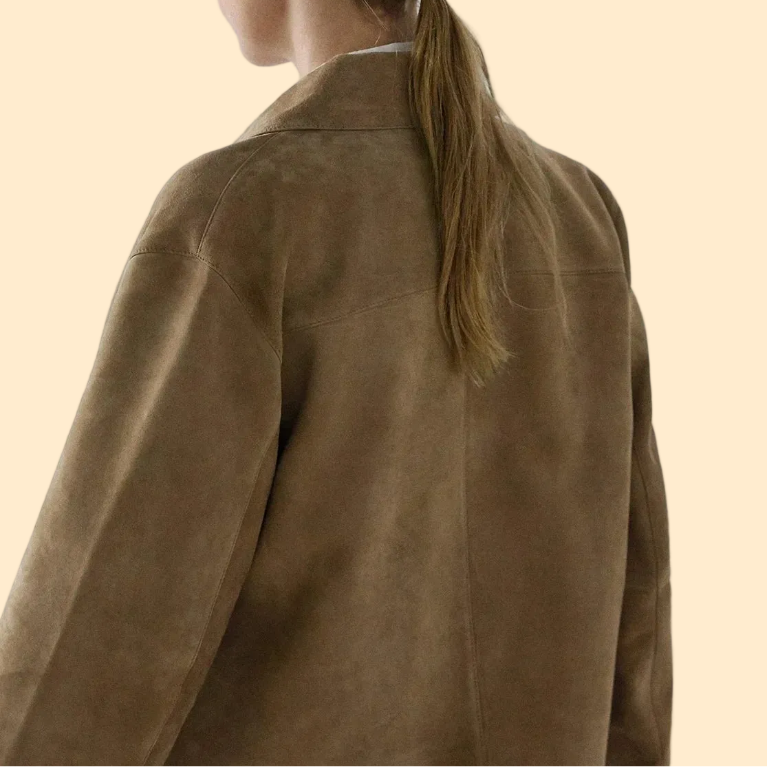 Getailleerde Dames Jas met Suede Look en Korte Pasvorm