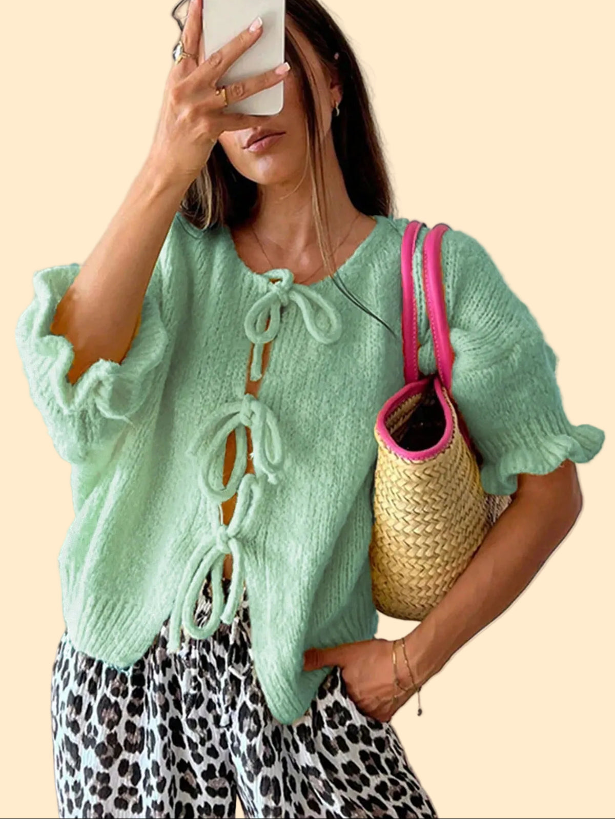 Knitted Bow-Tie Top