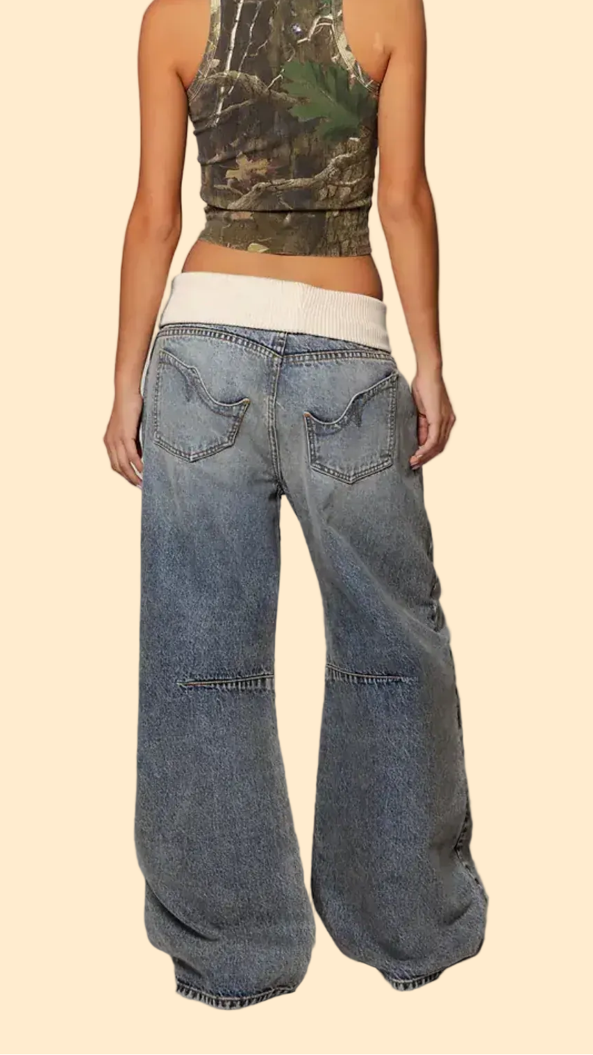Vintage Blue Fold-Over Jeans