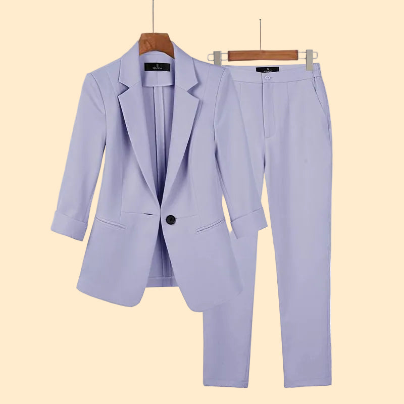 Chic Elegant Ladies Blazer Set with Trousers