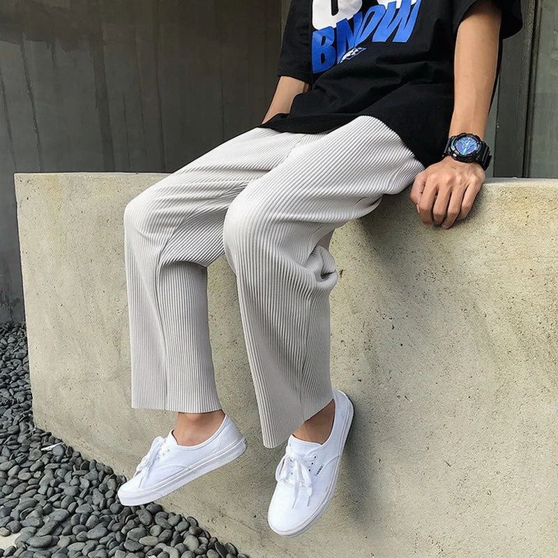 Ribbed Pleated Trousers