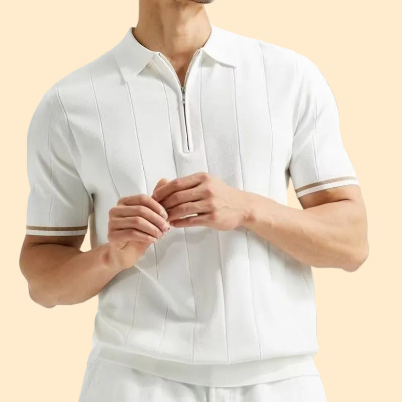 Classic Textured Striped Polo
