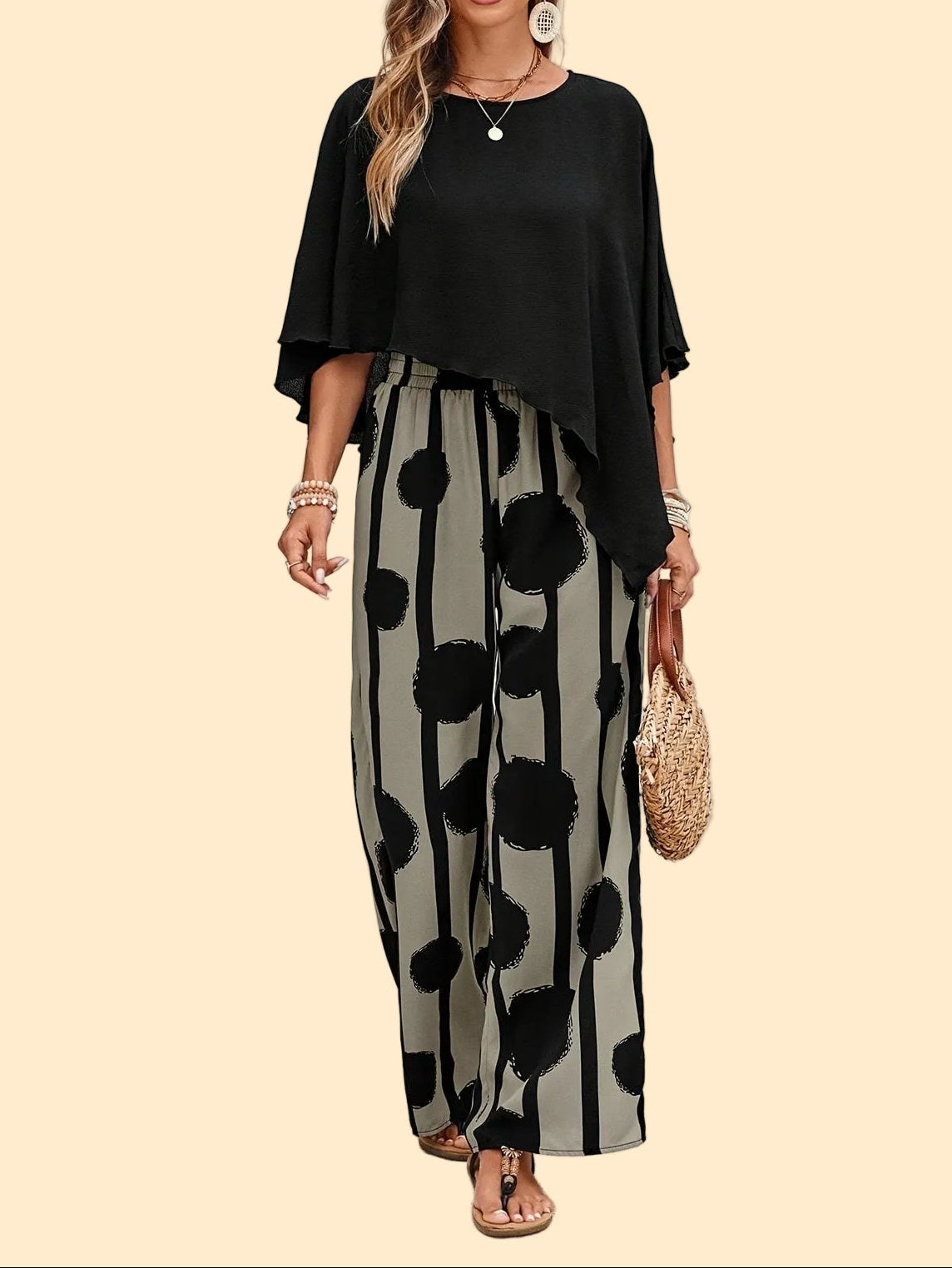 Elegante Set met Wijde Broek en Flow Top