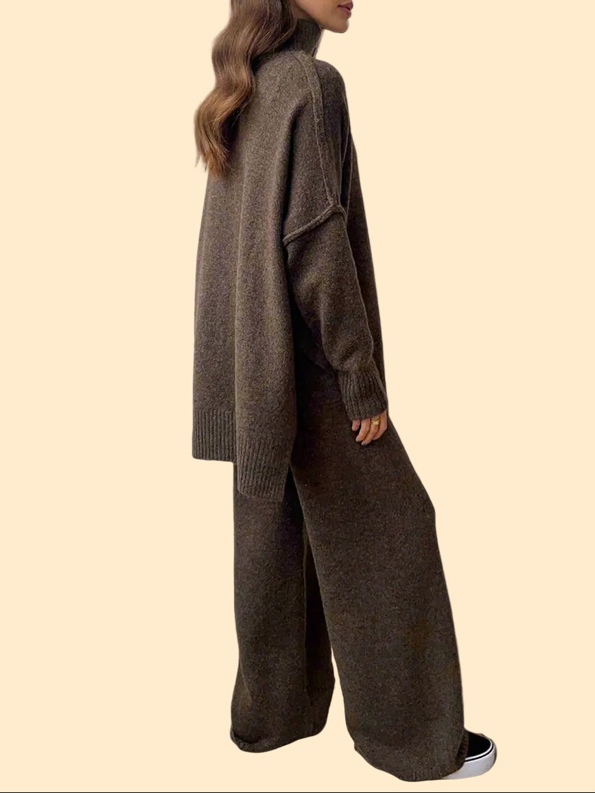 Elegante vrouwen set met zachte gebreide afwerking