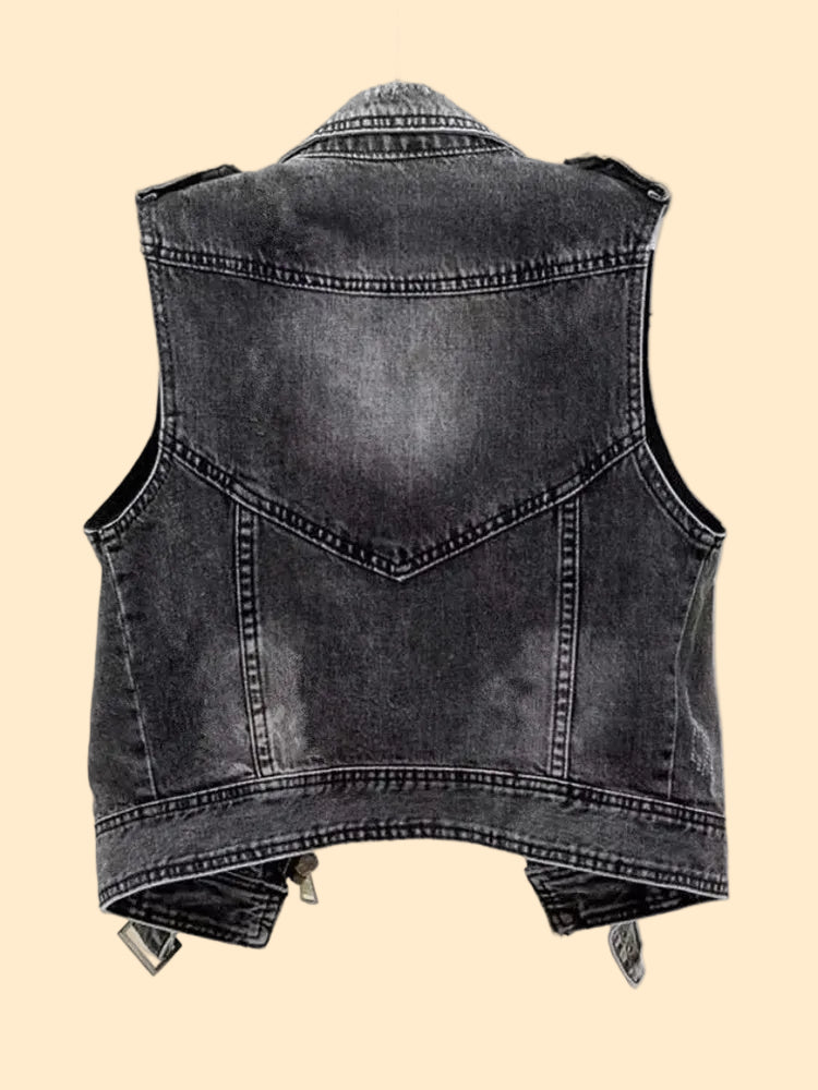 Denim Mouwloos Bikerjack