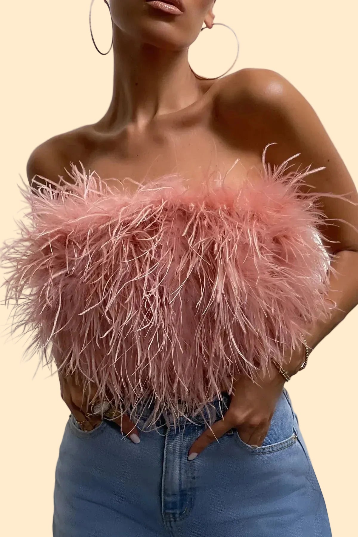 Feather Crop Top