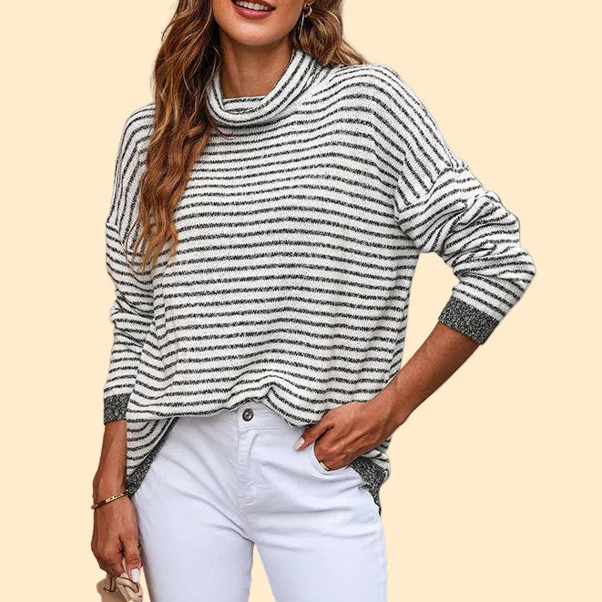Knitted Wool-Blend Women’s Sweater with Turtleneck
