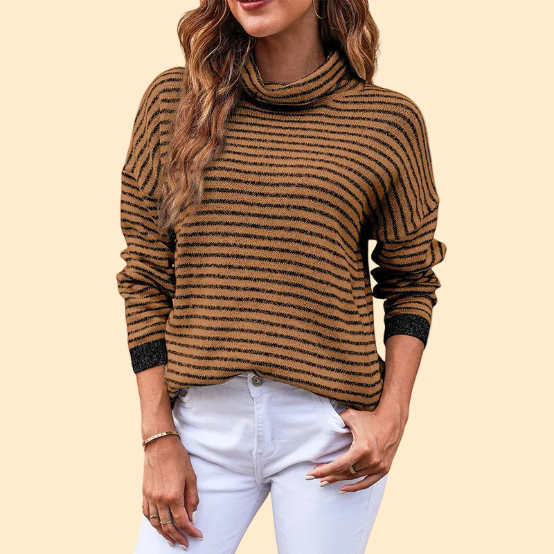 Knitted Wool-Blend Women’s Sweater with Turtleneck
