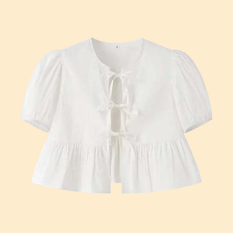 Pofmouwen Top met Strikdetail voor Dames