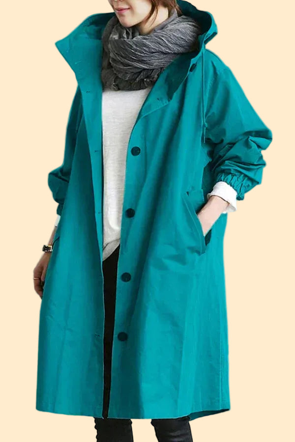 **Elegant Women's Waterproof Rain Jacket with Hood**