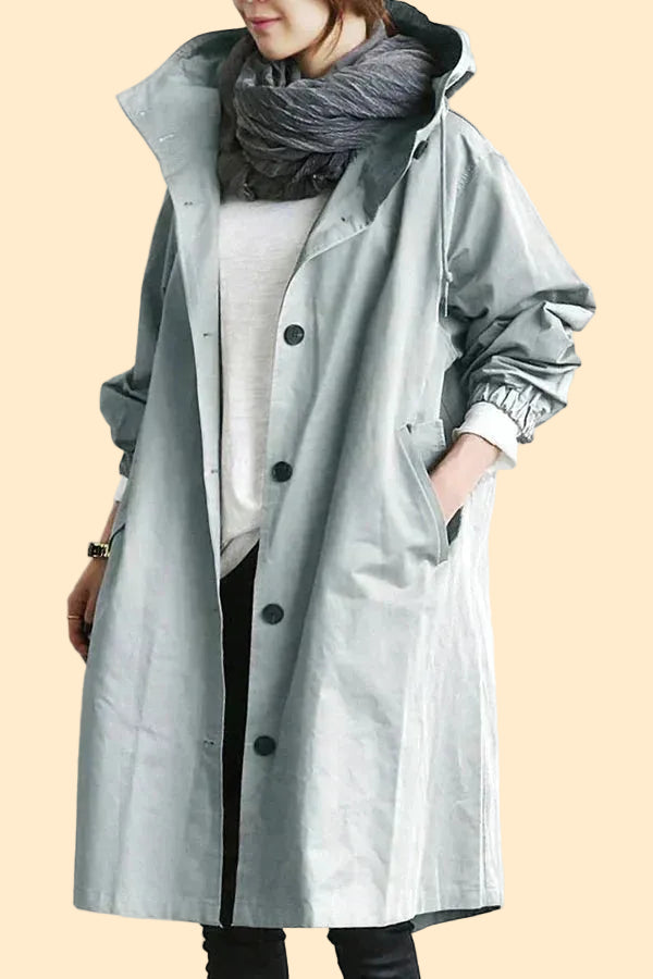**Elegant Women's Waterproof Rain Jacket with Hood**