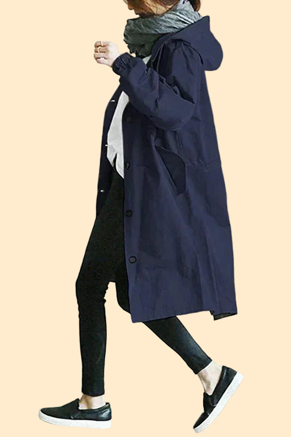 **Elegant Women's Waterproof Rain Jacket with Hood**