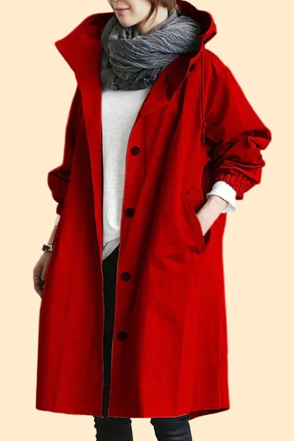 **Elegant Women's Waterproof Rain Jacket with Hood**