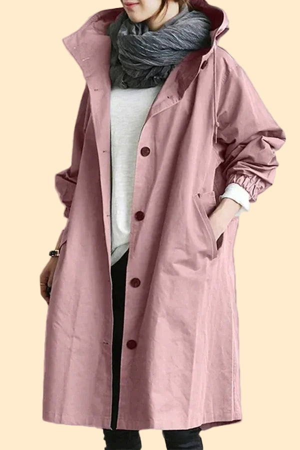 **Elegant Women's Waterproof Rain Jacket with Hood**