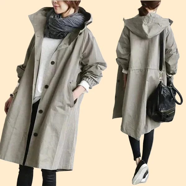 **Elegant Women's Waterproof Rain Jacket with Hood**