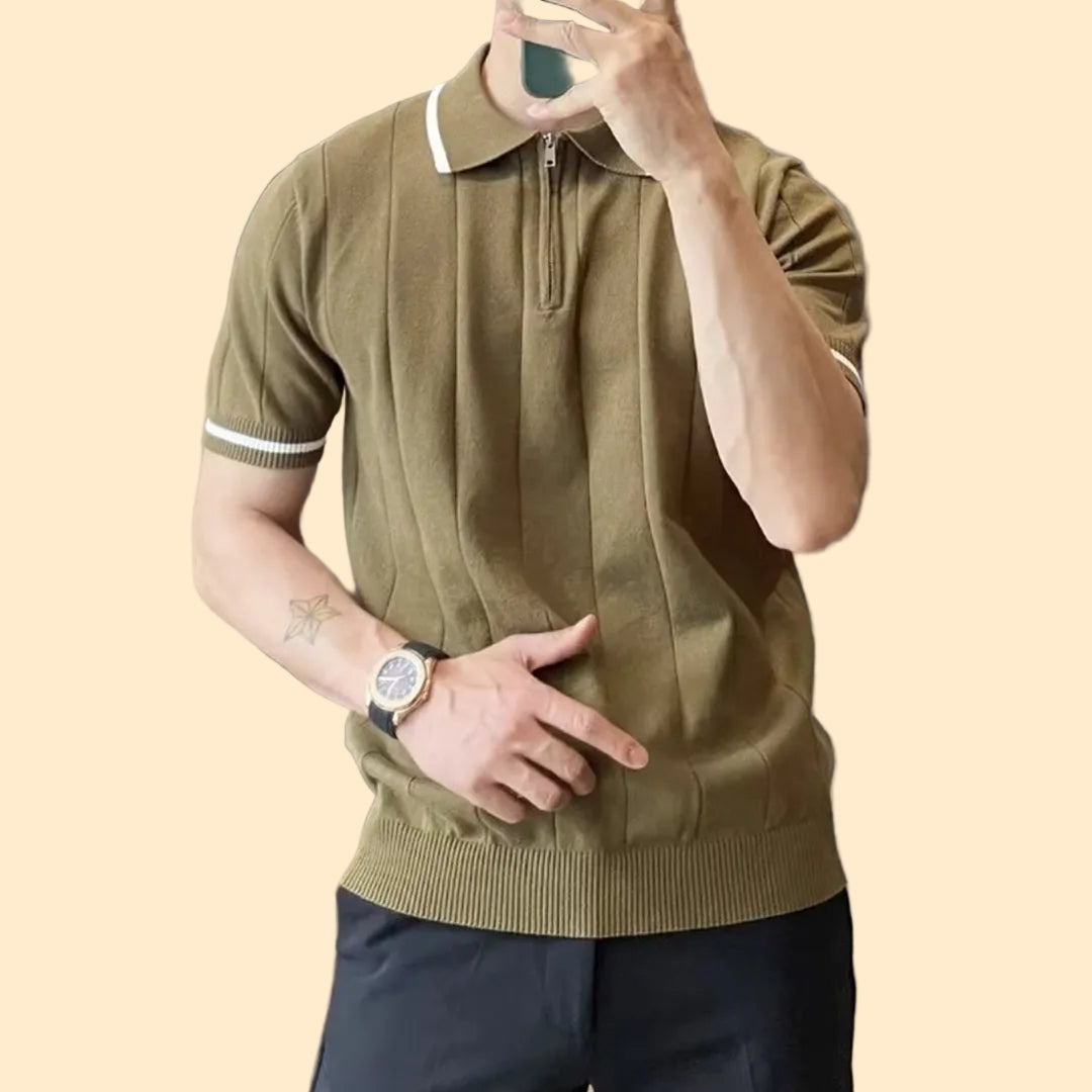 Classic Textured Striped Polo
