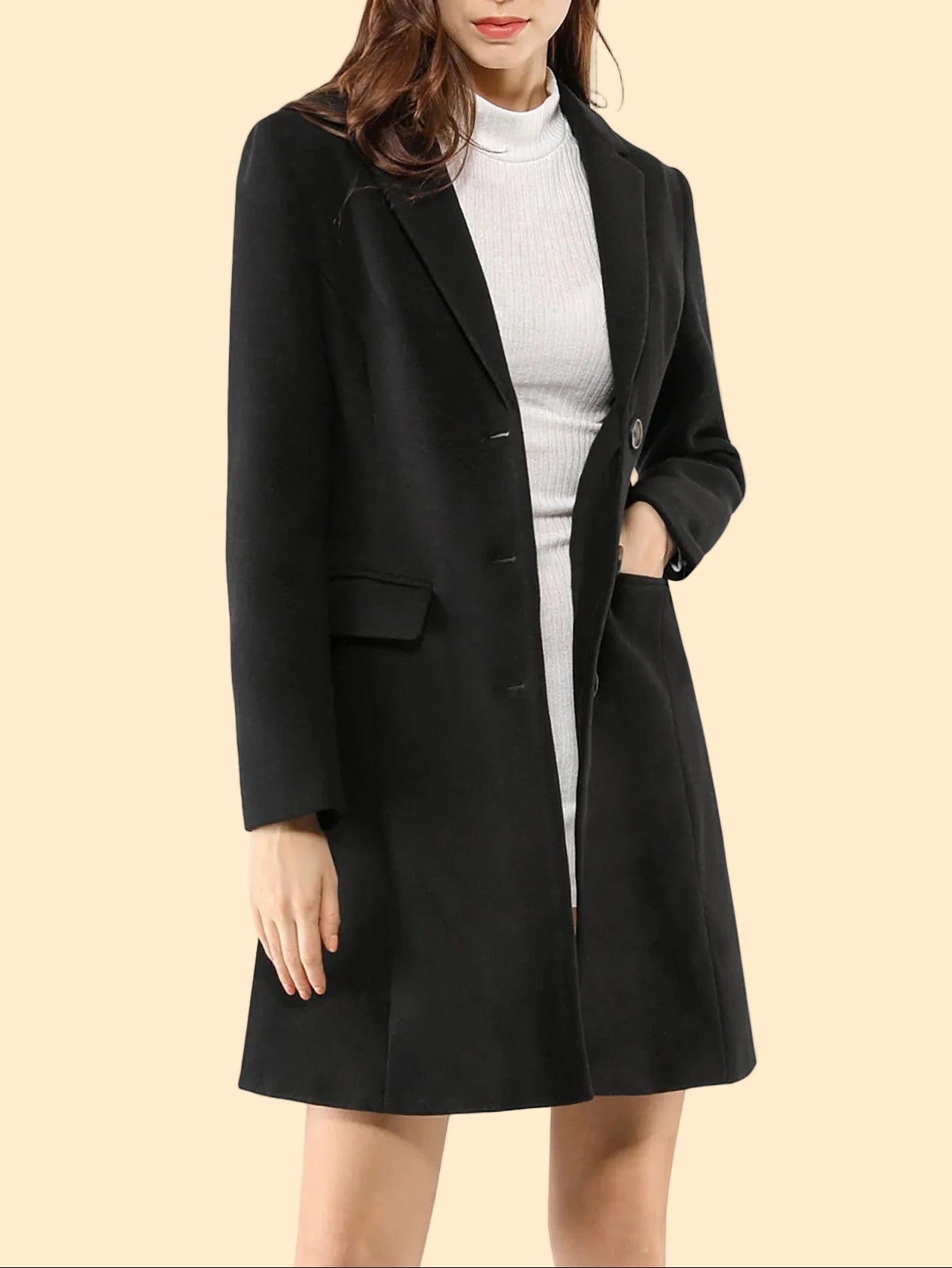 Chic Women's Coat with Lapel Collar and Buttons