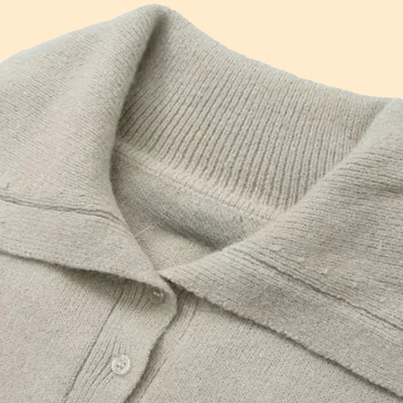 Knitted Sweater with Wide Collar