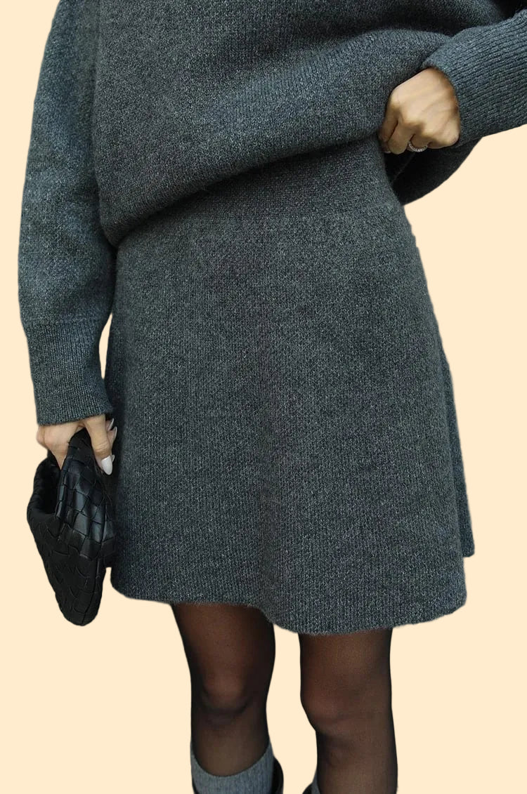 Cozy Knit Two-Piece Sweater & Skirt Set