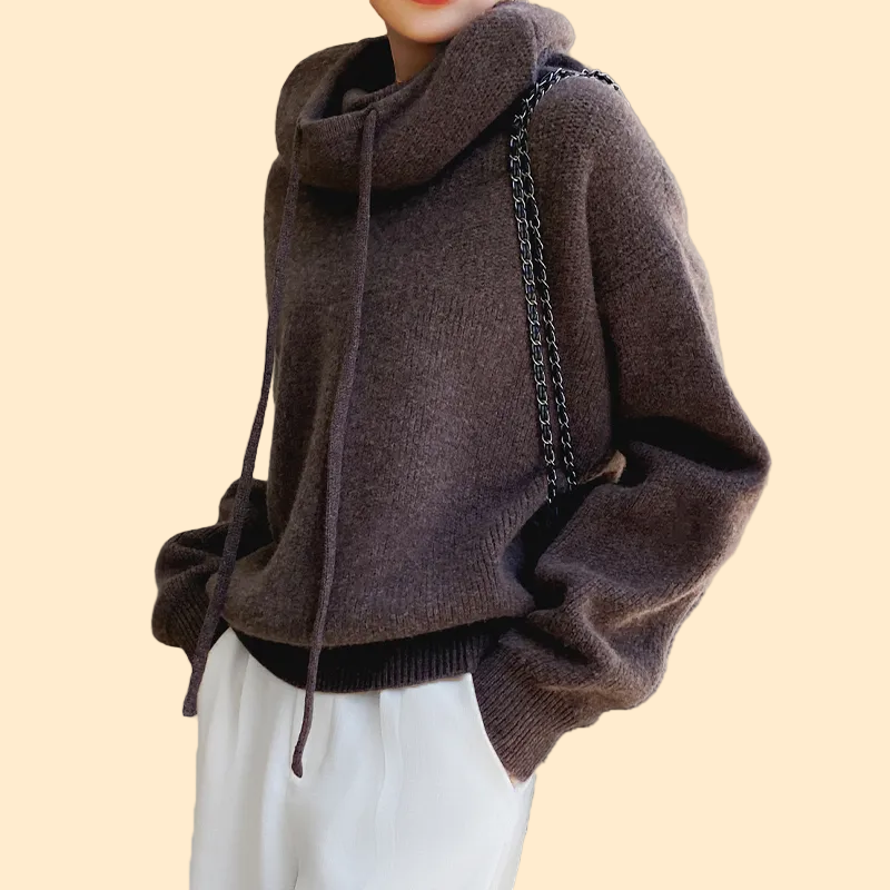 Knitted Oversized Hoodie with Hood