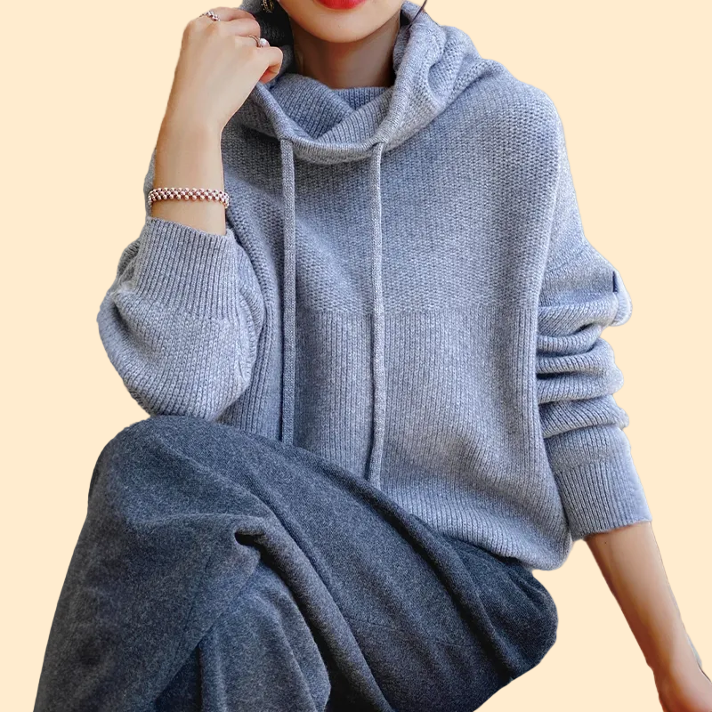 Knitted Oversized Hoodie with Hood