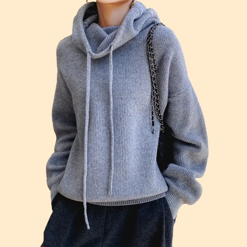 Knitted Oversized Hoodie with Hood