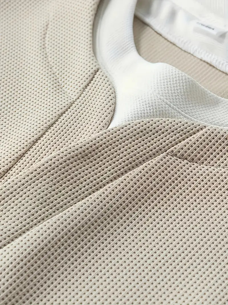 Heren Longsleeve 2-in-1 layered look met waffle knit