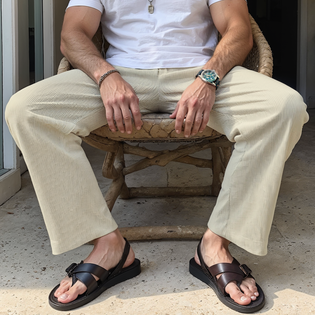 Ribbed Pleated Trousers