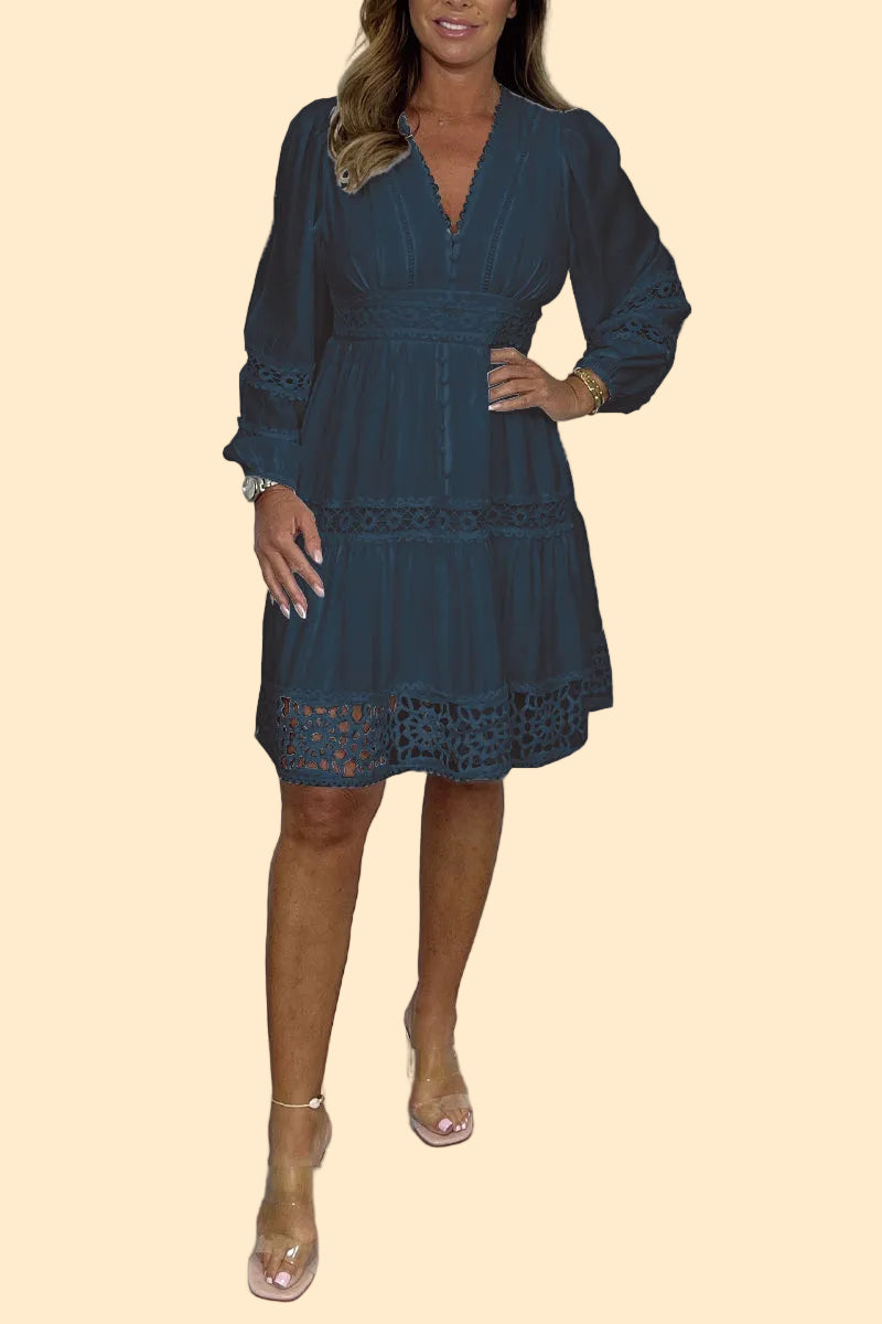 Comfortable Lace Dress with V-Neck
