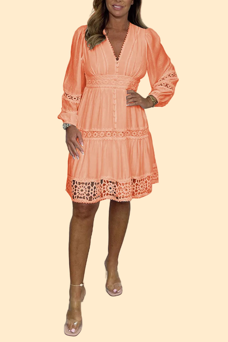Comfortable Lace Dress with V-Neck