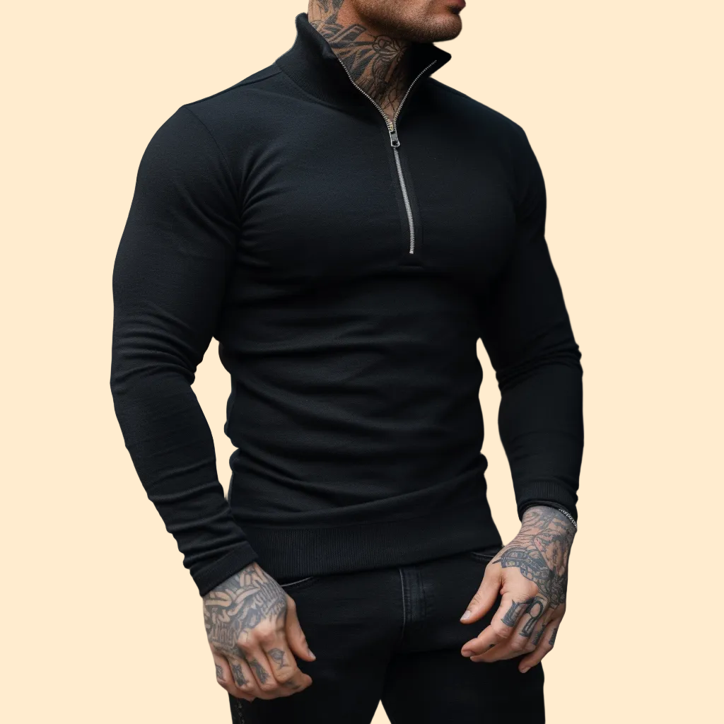 Muscle Fit Half Zip Sweater