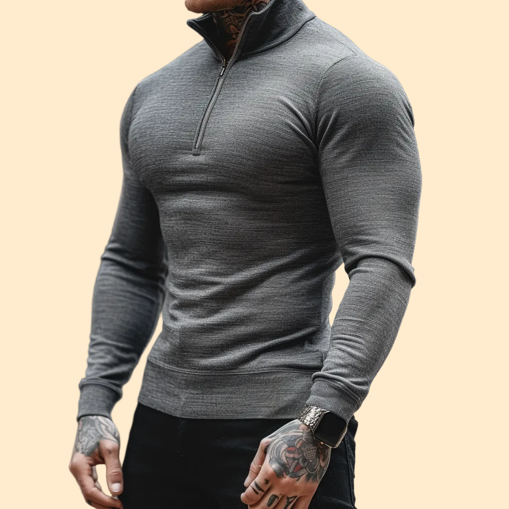 Muscle Fit Half Zip Sweater