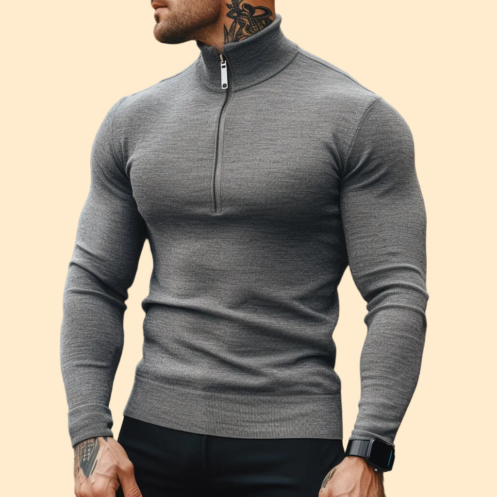 Muscle Fit Half Zip Sweater