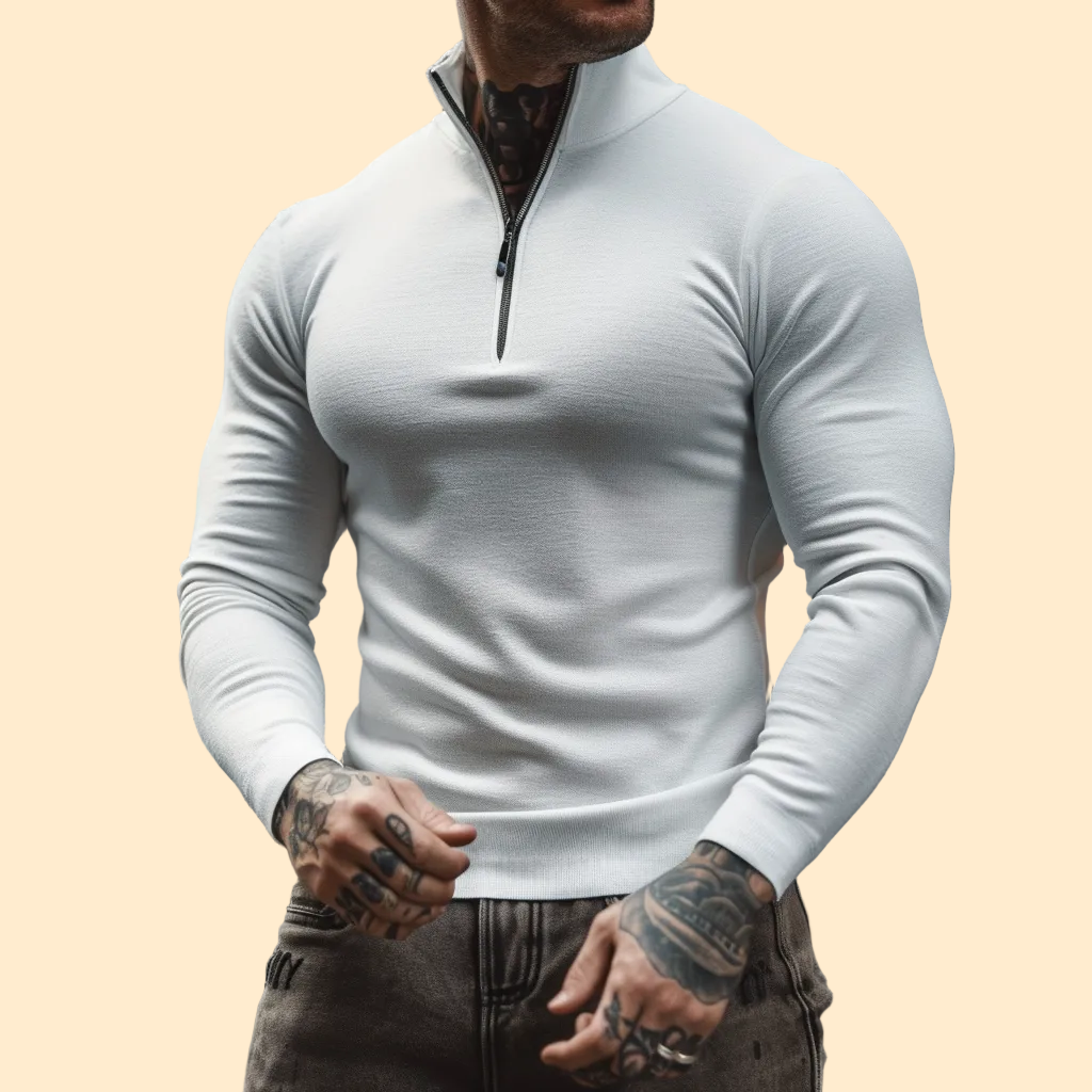 Muscle Fit Half Zip Sweater