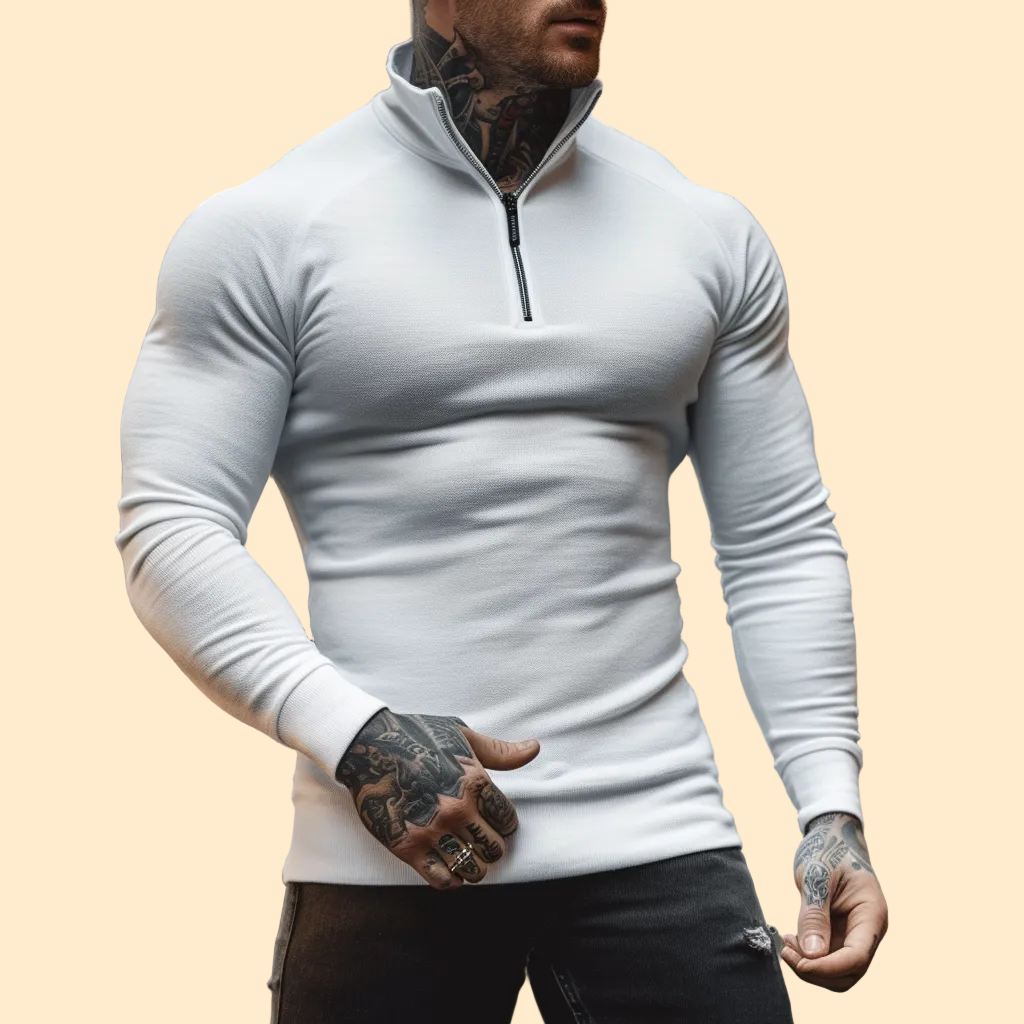 Muscle Fit Half Zip Sweater