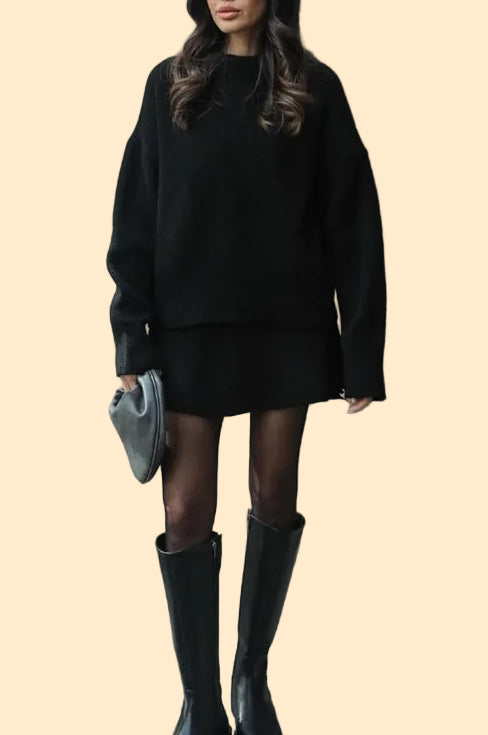 Cozy Knit Two-Piece Sweater & Skirt Set