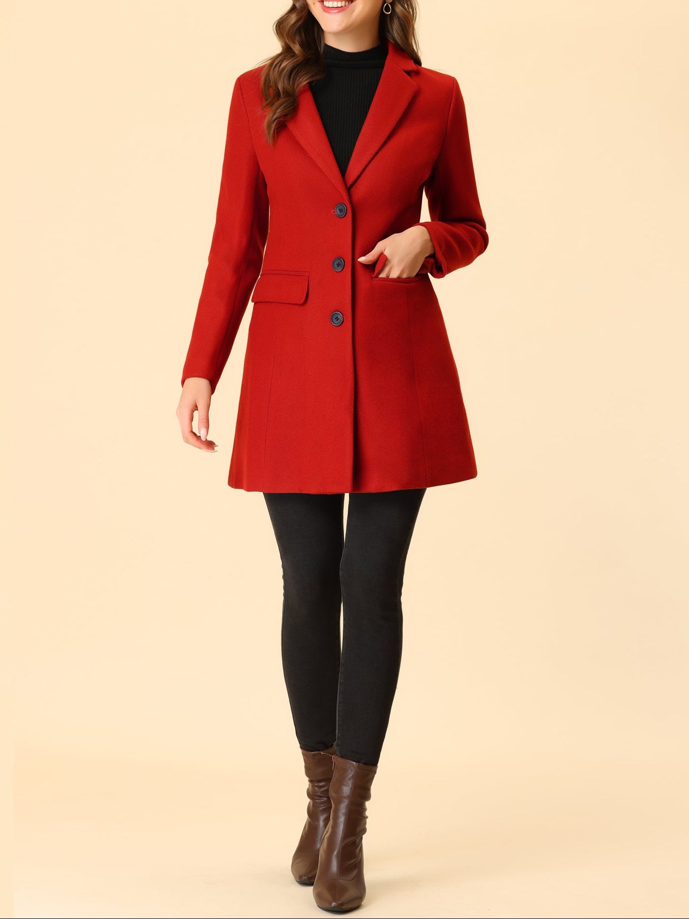 Chic Women's Coat with Lapel Collar and Buttons