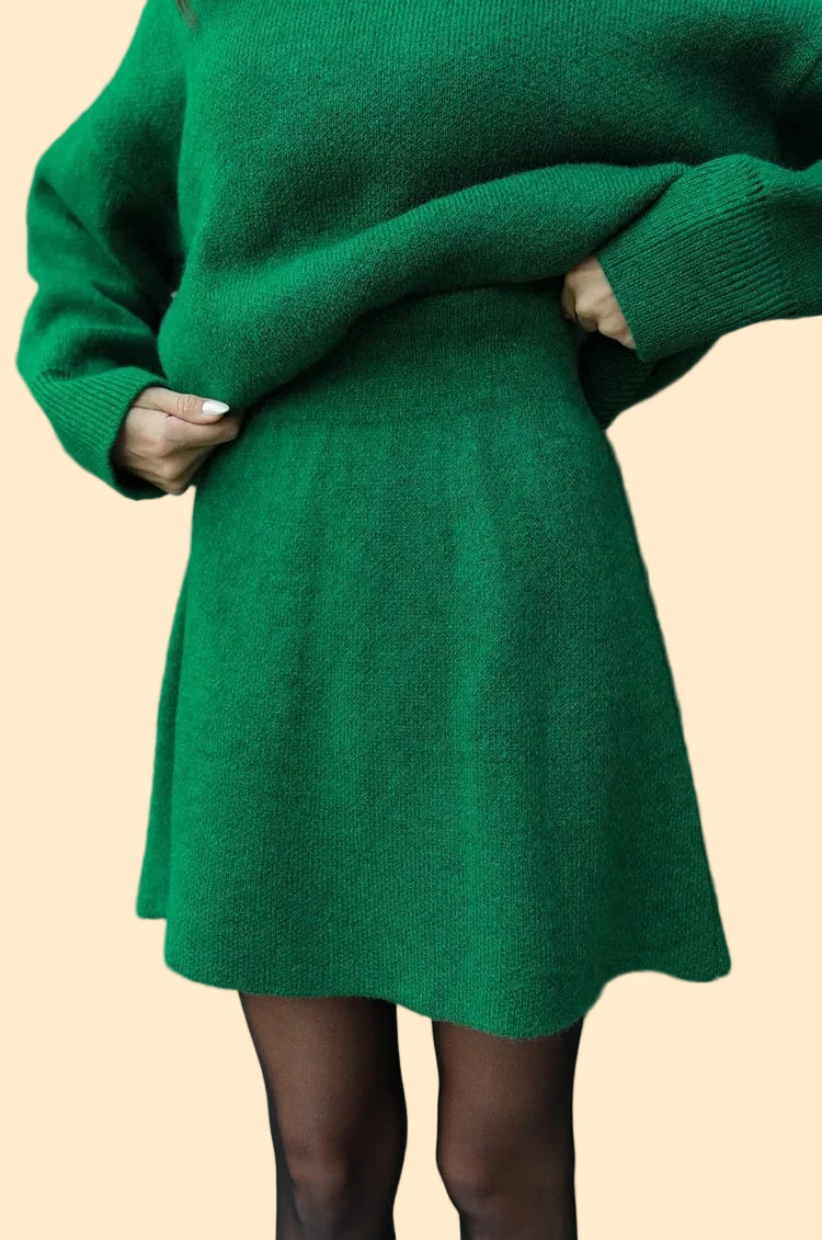 Cozy Knit Two-Piece Sweater & Skirt Set